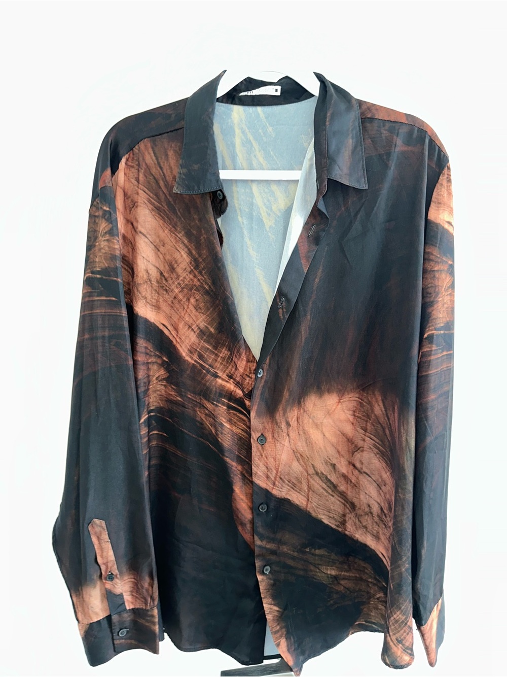 Zara Black and Copper Tie-Dye Lightweight Shirt Jacket